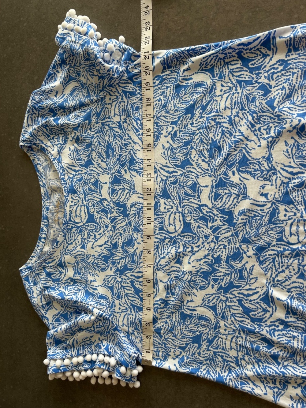 Lilly Pulitzer Lissie Dress Coastal Blue Fancy Feet Fox Pom Trim Sz XL - EUC - Picture 5 of 5